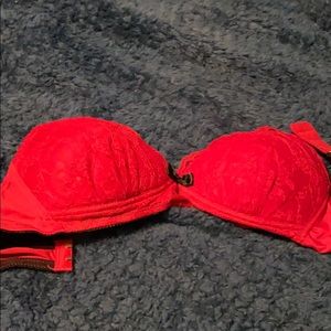 Red lacy bra